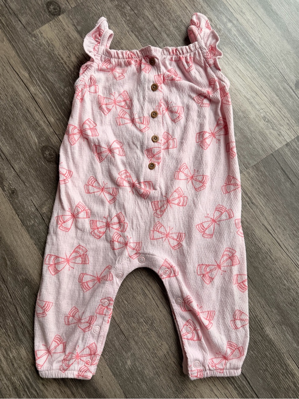 Carter's Pink Bow-Print Romper with Button Front 6M